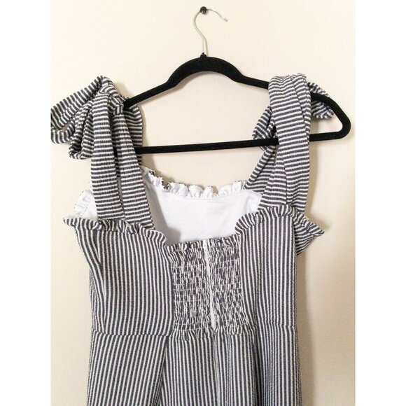 Koch Stella Mini Dress Ruffle Hem Striped Tie Straps M 8-10 - Picture 5 of 16